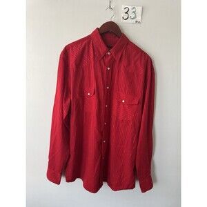 Liquidwest Western Shirt Mens 3XL Red Pearl Snap Striped Cowboy Long Sleeve